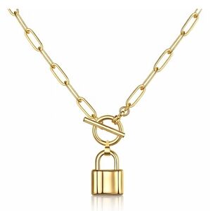 Gold Padlock Necklace 18k Gold Plated Waterproof